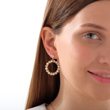 Set 2 objects: earrings, pendant "Bonton", color mix, 43 cm-3