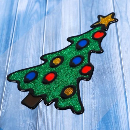 Stick on the glass "New Year tree" 11.5x14 cm-1