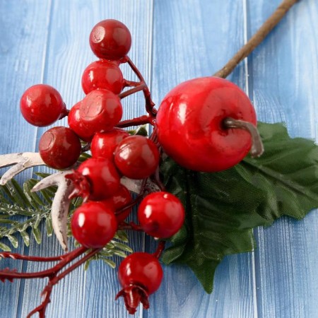 Decor "Winter Charm" Red Apple Berries of needles, 20 cm-1