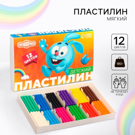 Plasticine "Children", 12 colors, 180 g, Smeshariki