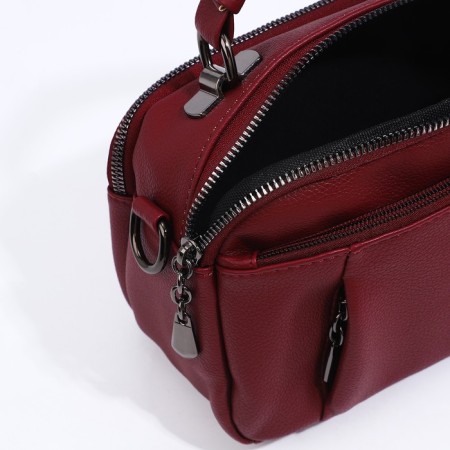 Cross-Bodi bag with zipper, burgundy color-7