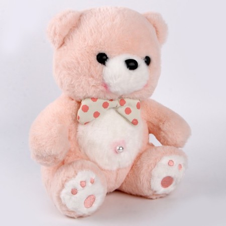 Soft toy "Bear", with a bow in peas, 26 cm, pink color-3