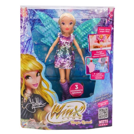 Winx Club Magic Reveal Snake Doll Stella, with wings, 24 cm