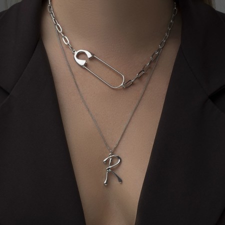 Piece "Chain" letter R, color silver, 56 cm