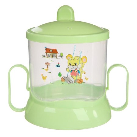A set of children's dishes, 4 items: bowl, spoon, fork, chip with solid nose 200 ml, MIX color-13