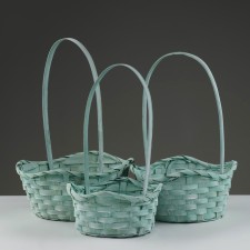 Camping of baskets, 19x7.5x9.5/31 cm, 22x9x11/34 cm, 24x9x11.5/35 cm, 3 pcs, green, bamboo