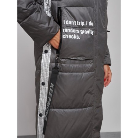 Coat insulated winter female, size 42, dark gray color-12