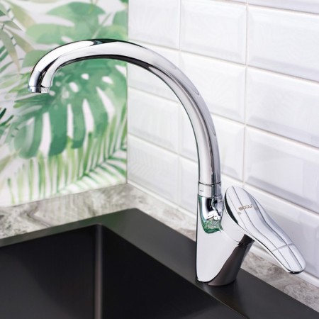 BouOU B8173-10HF kitchen mixer, 40 mm cartridge, single-leaf, brass, chrome-2