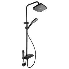 The shower system Zein Z3897, upper and vaporing watering can, PVC hose, temperature screen, black