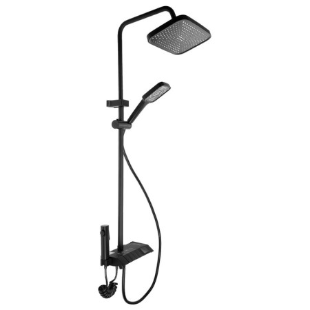 The shower system Zein Z3897, upper and vaporing watering can, PVC hose, temperature screen, black