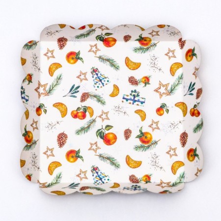 Cookie box, confectionery packaging, "tangerines", 15 x 15 x 3 cm, new year-3