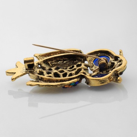 Owl brooch, color in black gold-1