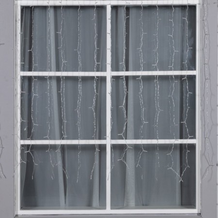 Garland "Curtain" 2 x 1.5 m, IP44, transparent thread, 280 LED, warm white glow, 8 modes, solar battery-2