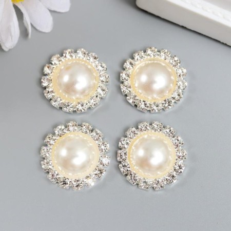 Decor for creativity Metal "Pearl in lace" set of 4 pcs 1.8x1.8x0.5 cm-2