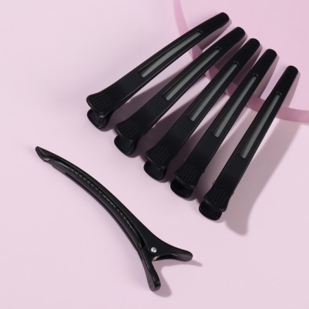 Hair clips, with silicone tape, set - 6 pcs, 11 cm, black color-3