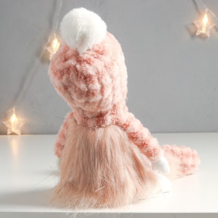 Interior doll "Kudryash boy in a pink fur suit" Long legs 51x10.5x13.5 cm 75753-3