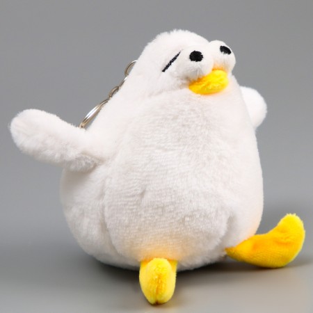 Soft toy "Chick" on a key fob, 10 cm, white color-3