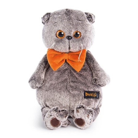 Soft toy "Basik" in a red velvet bant, 22 cm