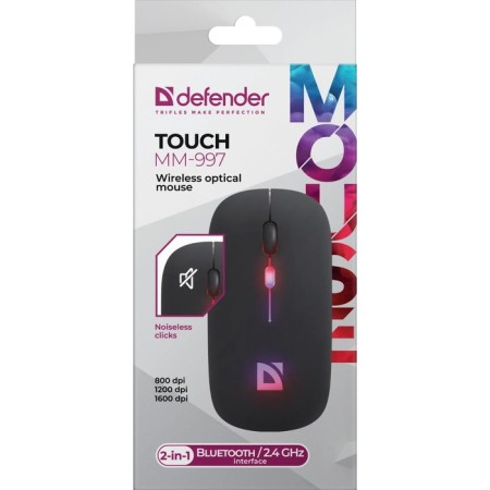 The mouse Defender Touch MM-997, a wire, optical, silent, RGB, 1600 dpi, 500 mAh, USB, black-5