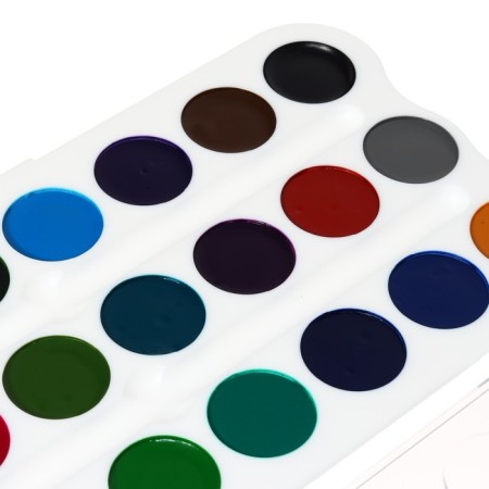 Watercolor honey 24 colors, ZHK "Flower", without brush, white plastic case, 2742190-4