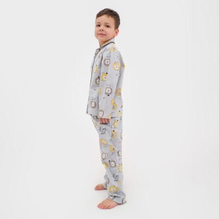 Пижама детская (рубашка, брюки) KAFTAN "Лев" р. 98-104, серый-3