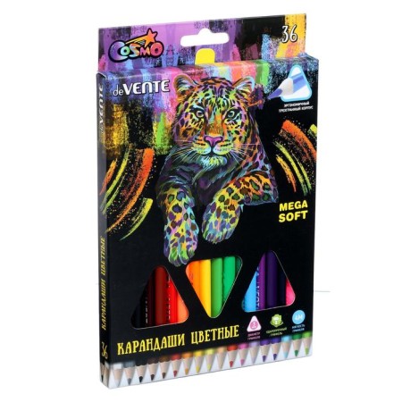 Pencils of 36 colors, Devente Trio Mega Soft, three -sided case, super soft, 4m, 3 mm neckline-1