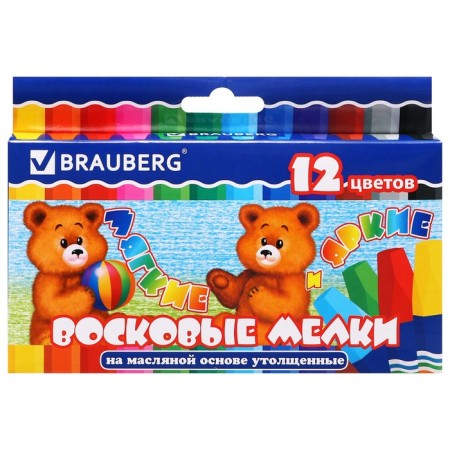 Loars of wax 12 colors Brauberg, thickened, hexagonal, oil -based-13