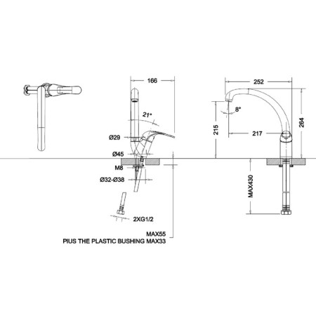 Bravat Fit Fit F7135188CP-1-RRUS kitchen, single-legged with high spout, chrome-1