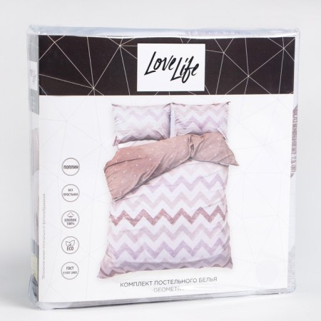 Lovelife Geometry Lowel Lowel EURO: Crystick 200x217cm+pillowcase 70x70cm-2pcs, Poplin, 125 g/m²-6