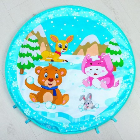 Developing rug "Winter games", with a piano, round, blue-2