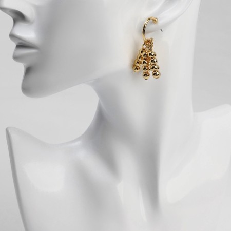 Earrings Metal "Brushes" with beads, color gold-1