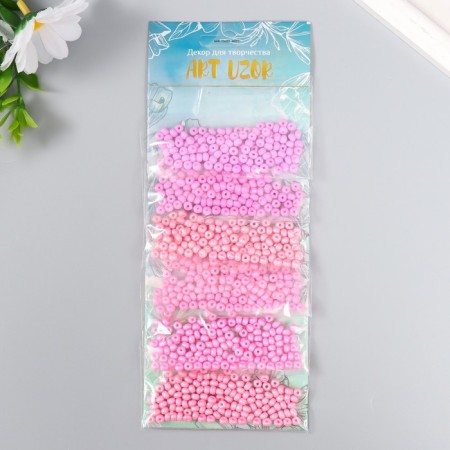 Round beads 6/0 "Pink Clouds" 6 colors x 10 g 20x8 cm