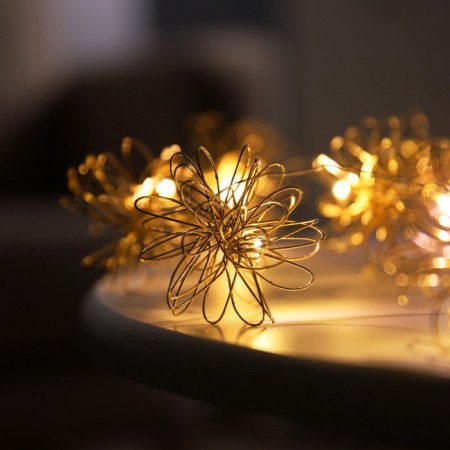Girland “thread” dew 5 cm, with nozzles “flash”, IP20, silver thread, 10 LED, AAX2 batteries (not complete), glow warm white-2