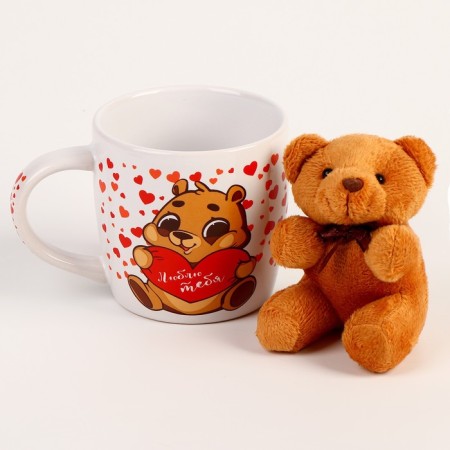 Set "I love you", a toy in a mug, Bear, color mix-6