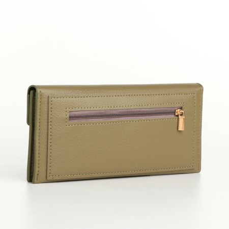 Women's wallet on the button, green color-1