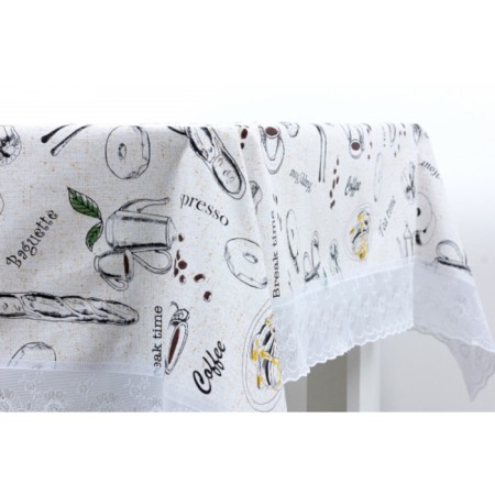 MEIWA tablecloth, round, 152 cm, beige color