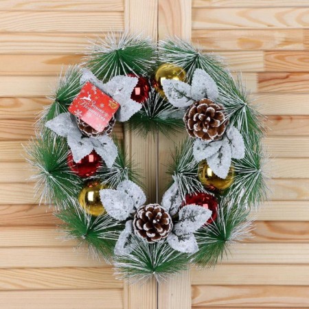 New Year's wreath D-27 cm "cones and leaves in the hog"-2