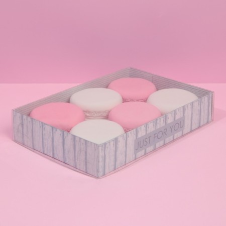 Confectionery packaging, Makarun box with PVC lid, just for you, 17 x 12 x 3.5 cm-2