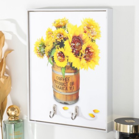Decorative plastic hooks, 2 hooks "Sunflower in a barrel" 19x24 cm-1