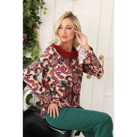 Female blouse, size 46, burgundy color-5