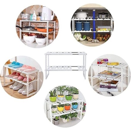 Shelf under the sink sliding, 26 × 50 (70) × 38 cm, white color-3