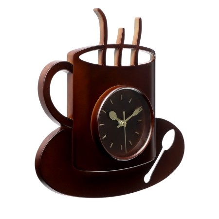 Wall-wall clocks for the kitchen "Cup", smooth move, 29 × 30 cm, d-10.5 cm, brown-1