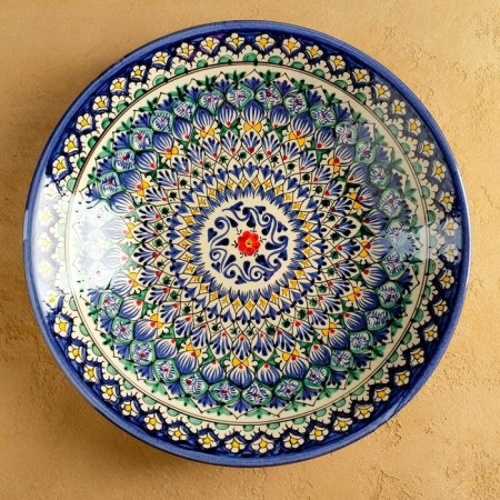 Largan Rishtan ceramics "Patterns", 33 cm, blue, deep-5