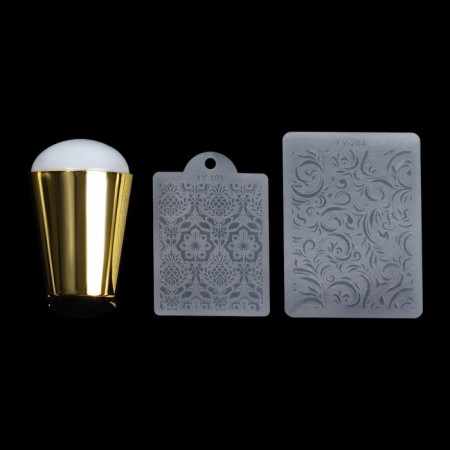 Stamping set, 3 subjects: stamp, 2 scraper-substrates, color mix-3