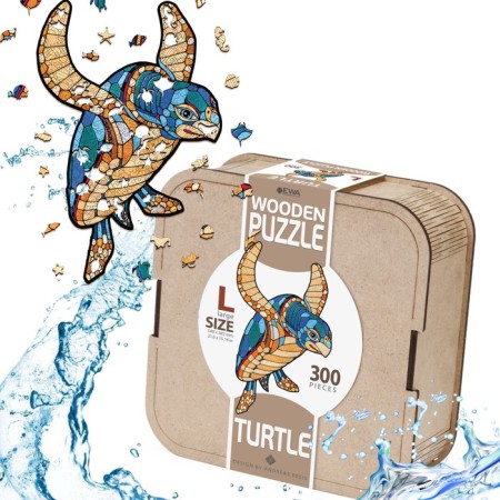 Wooden, curly puzzle Ewa sea turtle-1