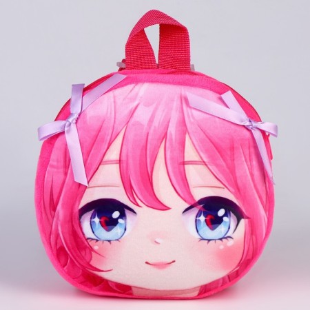 Baby backpack for anime girl, plush, pink color-1
