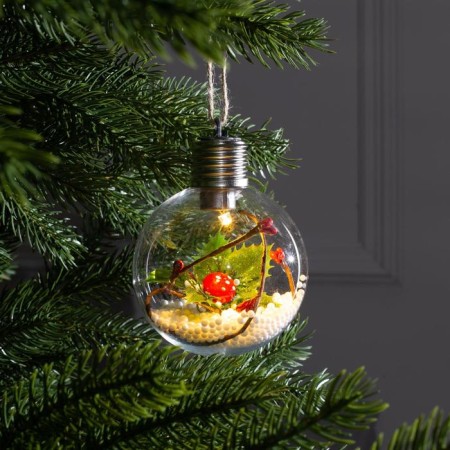 Christmas ball "leaflet", batteries, 1 LED, glow warm white