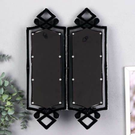 Climber Plastic, glass for 1 candle "Mirror light" Nr 2 pcs D-4 cm silver 8x11.5x37 cm 90688-2