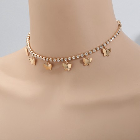 Choker "Butterflies" miniature, white color in gold, 30 cm-2