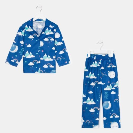 Pajama nursery (shirt, trousers) KAFTAN "Moon" p. 98-104, blue-7